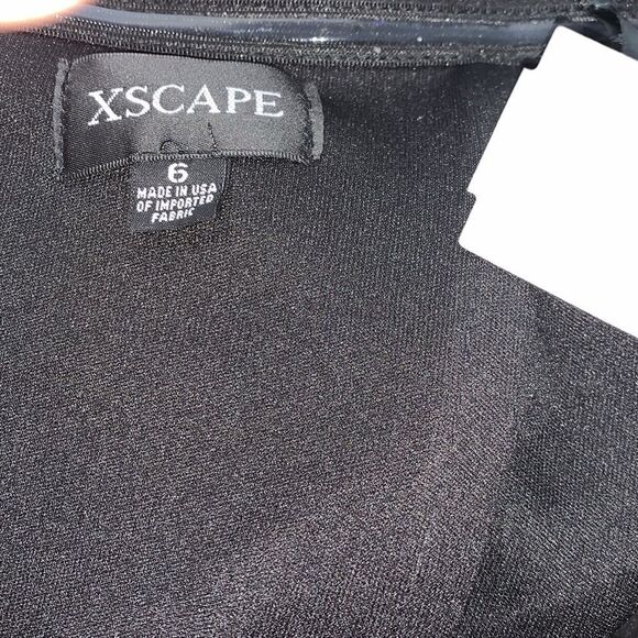 Xscape Off-the-Shoulder Scuba Crepe Flounce Dress| Size 6 - Picture 10 of 10